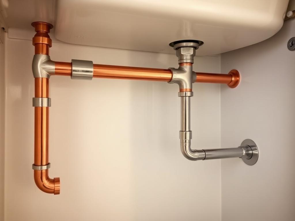 After: Corroded under-sink pipework replaced